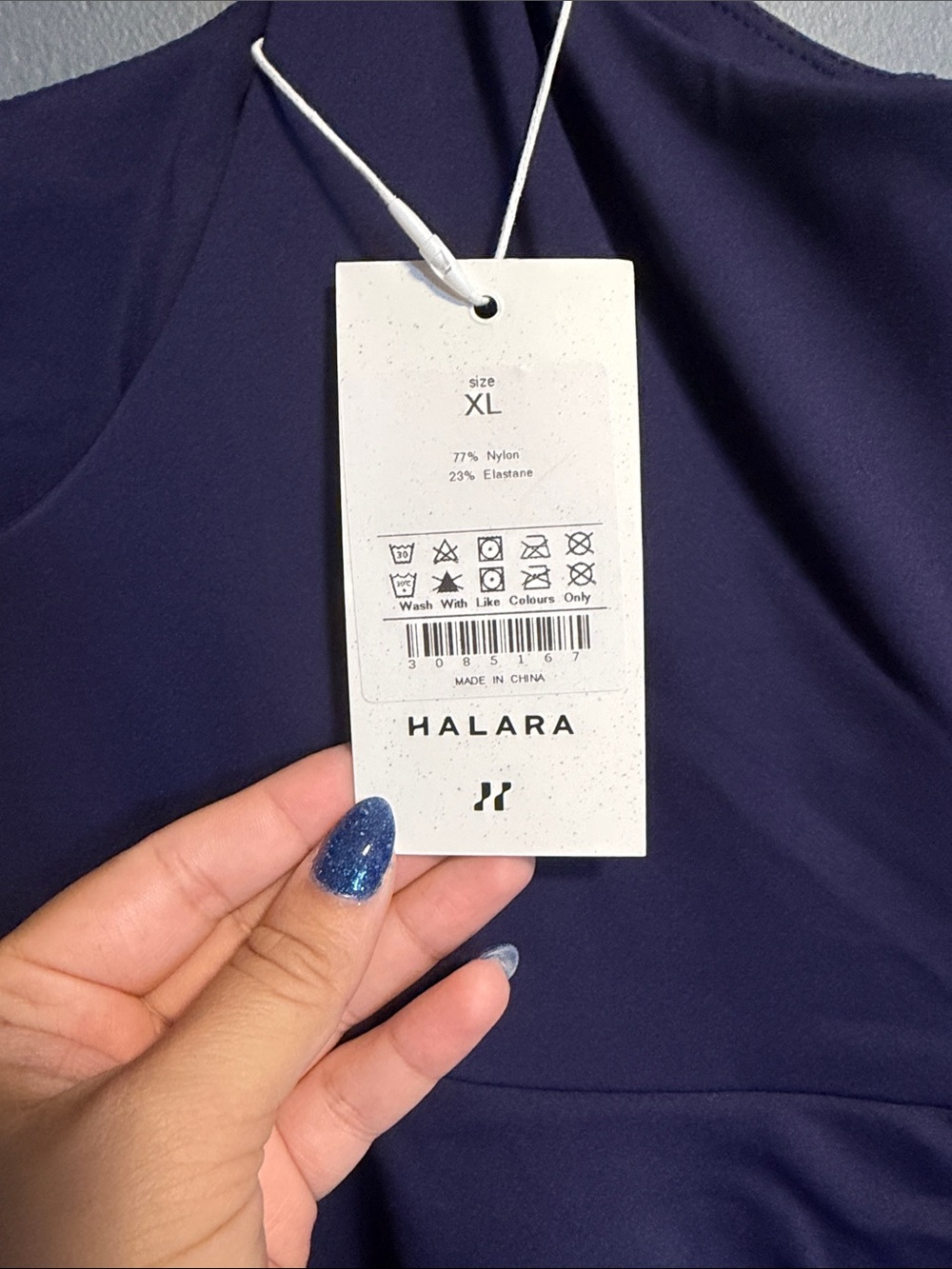 HALARA Purple Navy Tiered Spaghetti-Strap Mini Dress with shorts - Picture 2 of 5